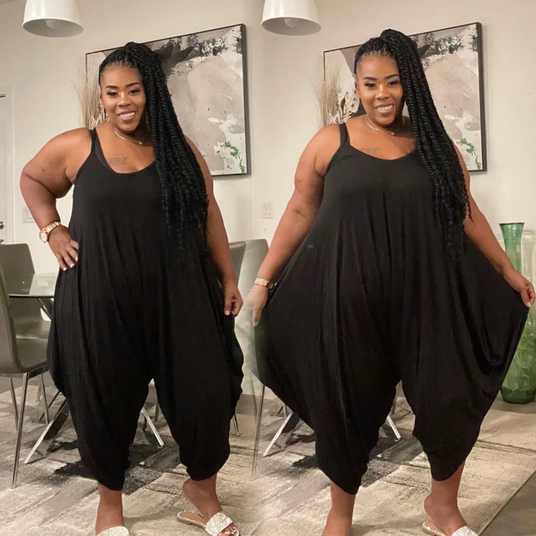 PLUS SIZE HAREM JUMPSUIT BLACK 16 flyfatchick