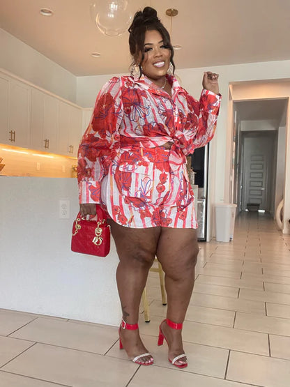 PLUS SIZE BRUNCH VIBES 2-PIECE SHORT SET