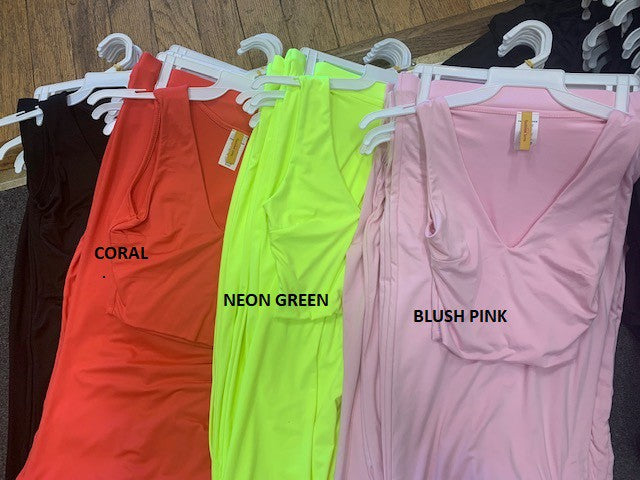 2-PIECE SOLID PLUS SIZE SKIRT SET(BLACK,GREY,PINK,NEON GREEN, CORAL)