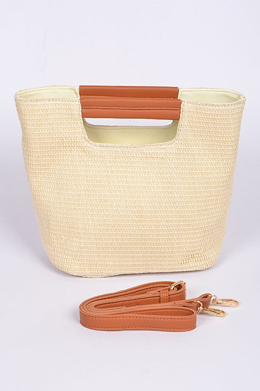 Faux Straw Classic Clutch-IVORY