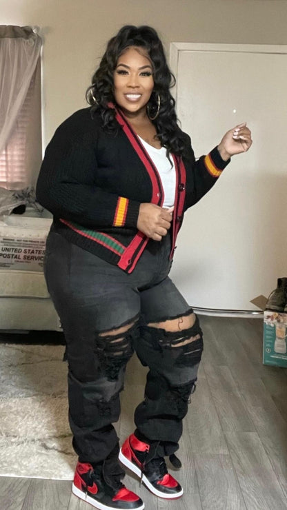 BLACK PLUS SIZE TIE BOTTOM FLARE JEANS