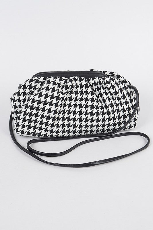 Houndstooth Pattern Cross body bag-BLACK/WHITE