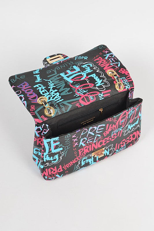 Graffiti Gradiating Clutch-BLACK