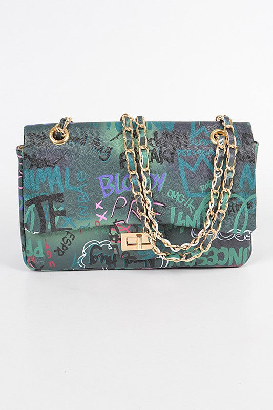 Graffiti Gradiating Clutch-GREEN