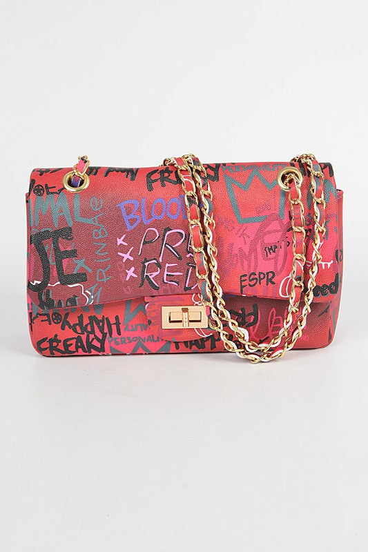 Graffiti Gradiating Clutch-BURGUNDY