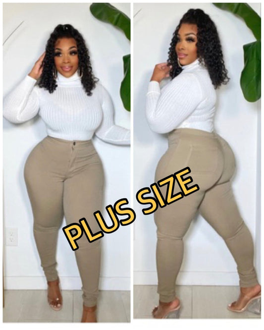 KHAKI PLUS SIZE SUPER STRETCH High Waisted Jeans