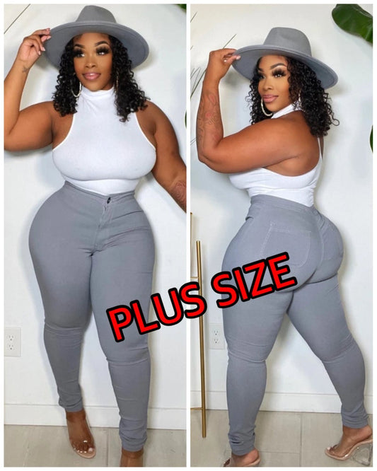 GREY PLUS SIZE SUPER STRETCH High Waisted Jeans