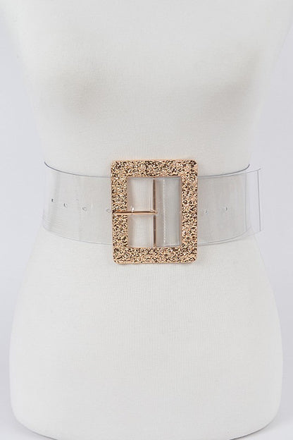 Glitter Metal Buckle Transparent Plus Size Belt