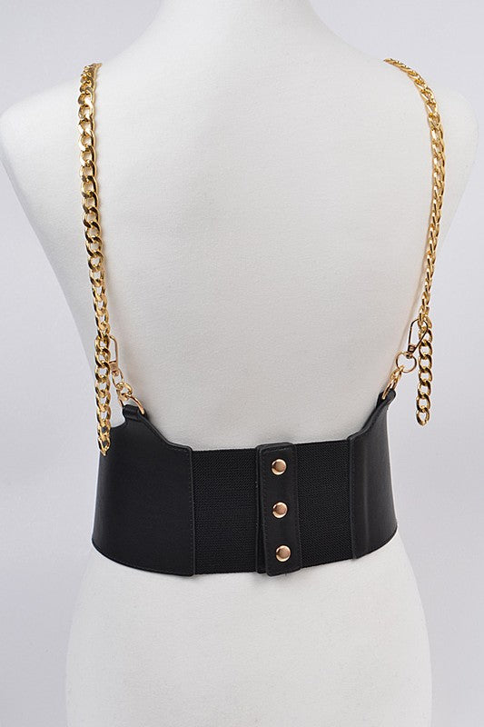 Faux Leather Plus Size Belt W/Chain