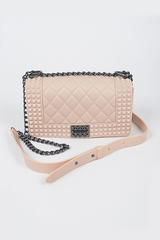 Studded Monotone Clutch-NUDE