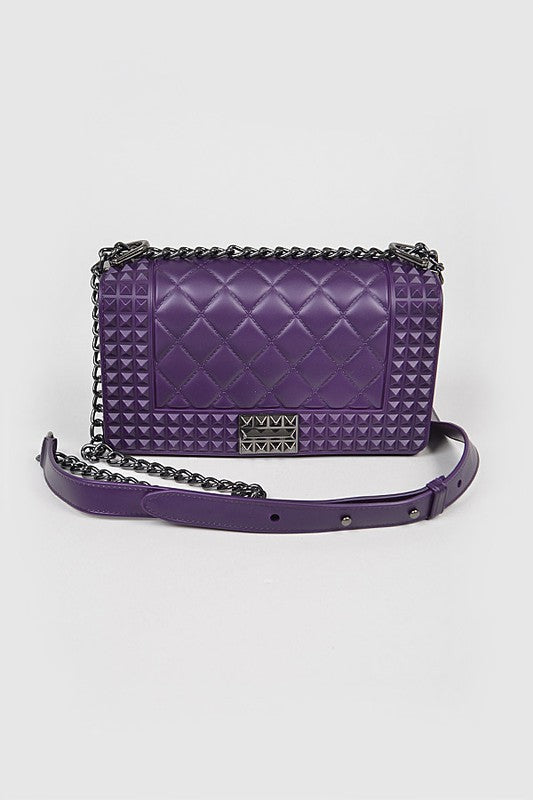 Studded Monotone Clutch-PURPLE