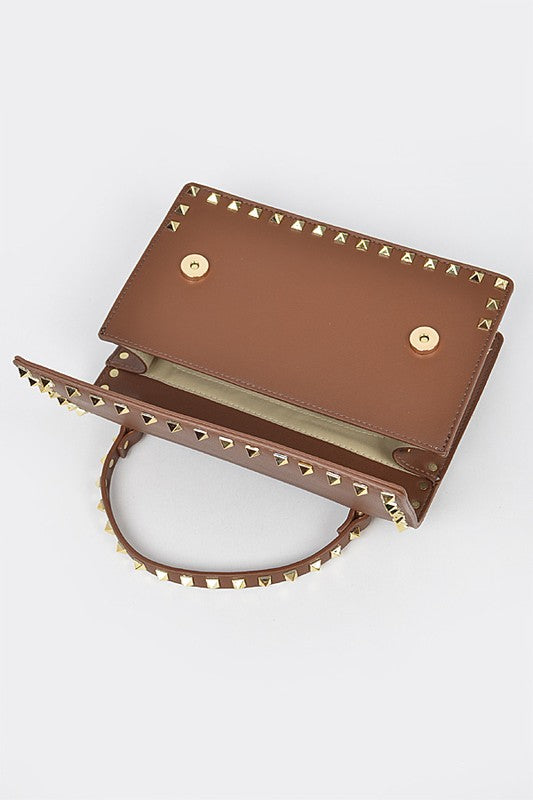 Metal Studded Faux Leather Clutch