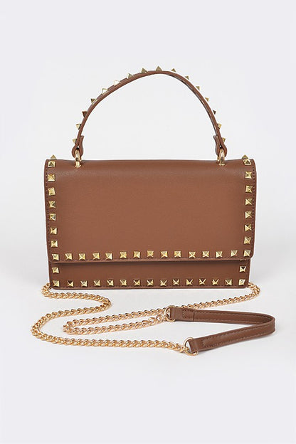 Metal Studded Faux Leather Clutch