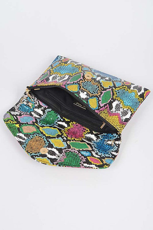 Hipster Snakeskin Clutch-BLUE MIX (Copy)