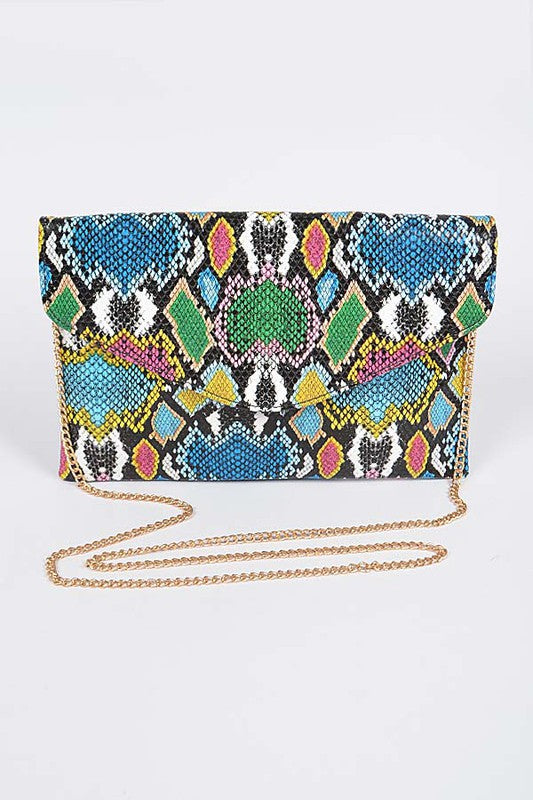 Hipster Snakeskin Clutch-BLUE MIX (Copy)