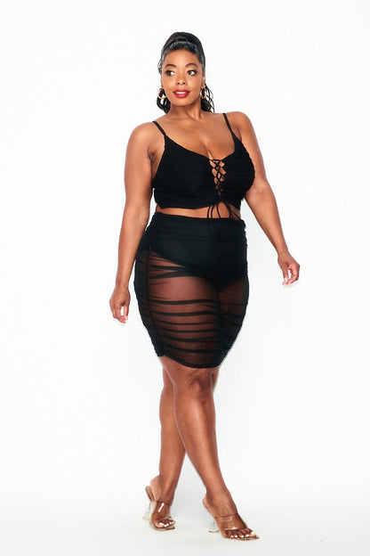 BLACK Plus Size Sexy Ruched Set
