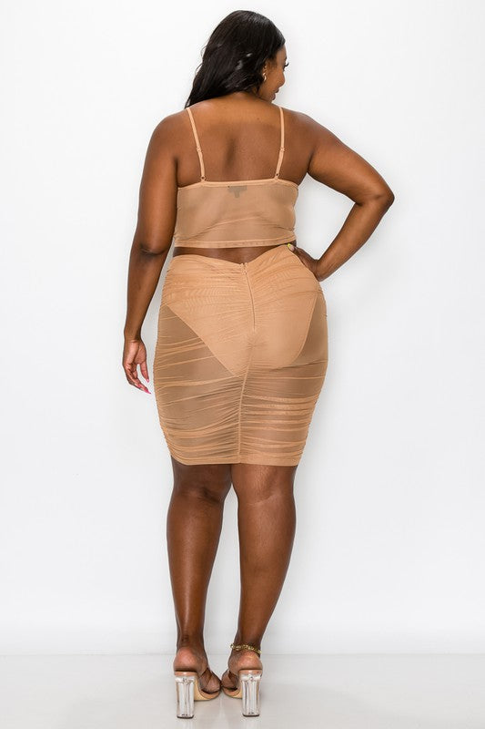 TAUPE Plus Size Sexy Ruched Set