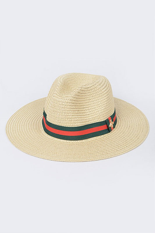 Faux Straw Fedora Hat-TAUPE