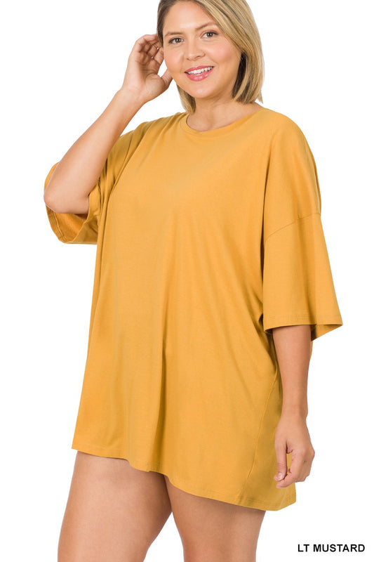 MUSTARD OVERSIZED BOYFRIEND BOX TEE