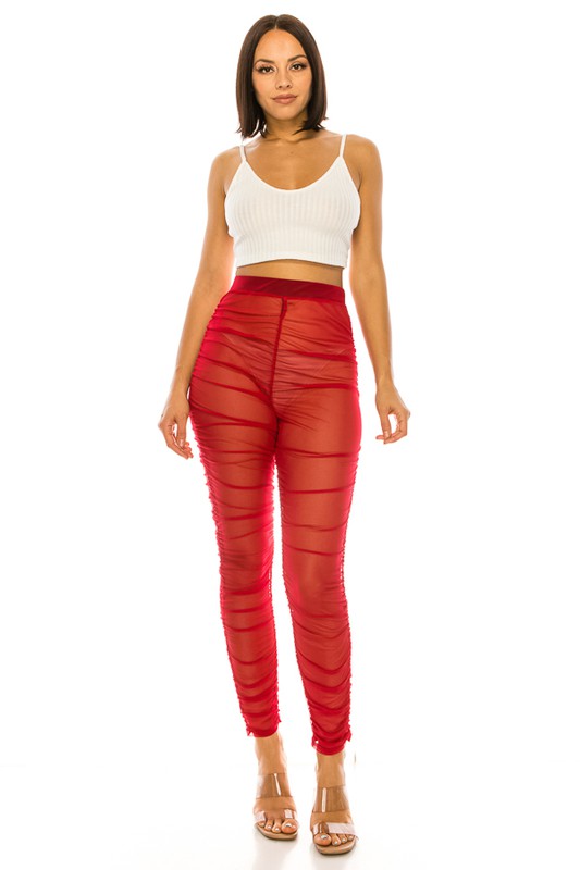 MESH LEGGINGS-RED