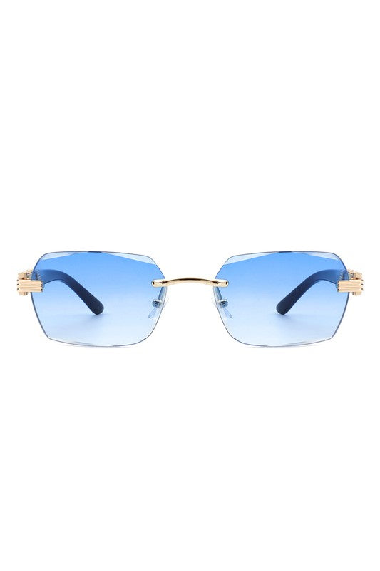 Rectangle Retro Rimless Tinted Square Sunglasses