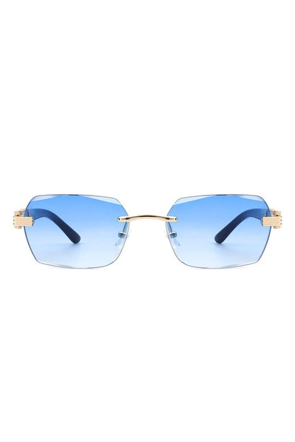 Rectangle Retro Rimless Tinted Square Sunglasses