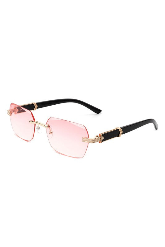 Rectangle Retro Rimless Tinted Square Sunglasses