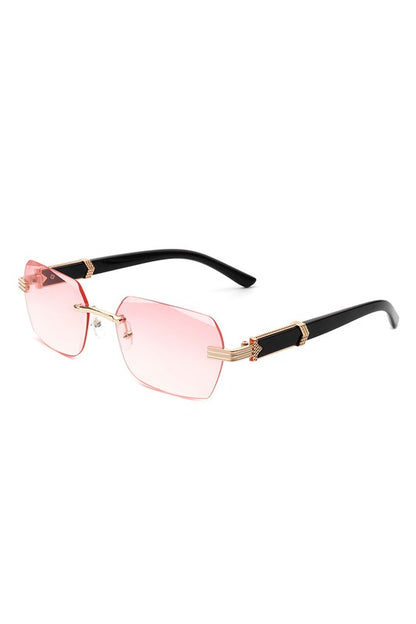 Rectangle Retro Rimless Tinted Square Sunglasses