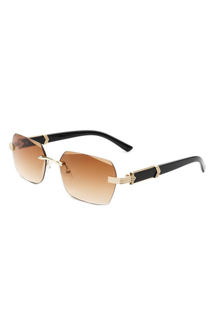 Rectangle Retro Rimless Tinted Square Sunglasses