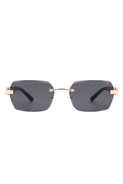 Rectangle Retro Rimless Tinted Square Sunglasses