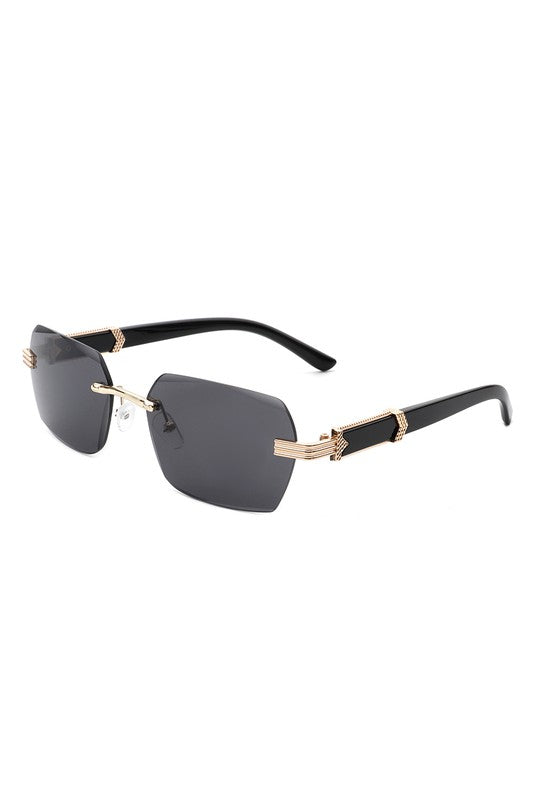 Rectangle Retro Rimless Tinted Square Sunglasses