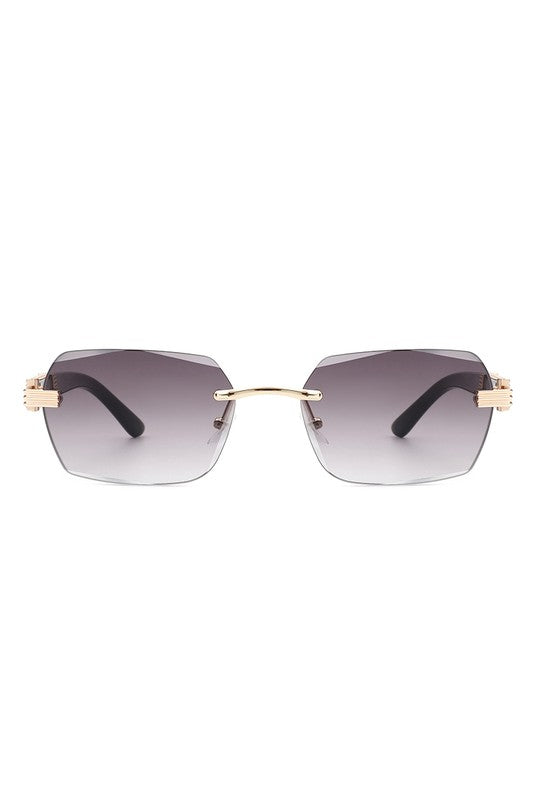 Rectangle Retro Rimless Tinted Square Sunglasses