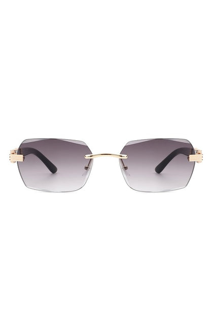 Rectangle Retro Rimless Tinted Square Sunglasses