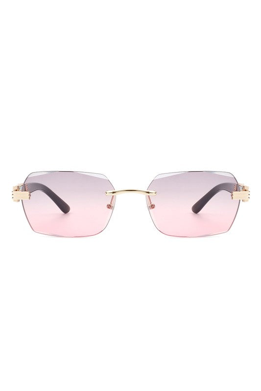 Rectangle Retro Rimless Tinted Square Sunglasses