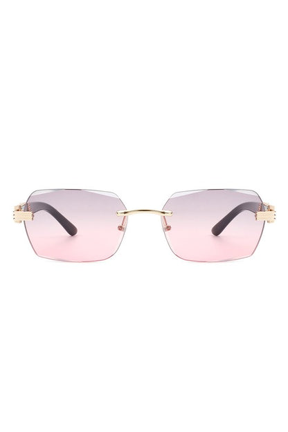 Rectangle Retro Rimless Tinted Square Sunglasses