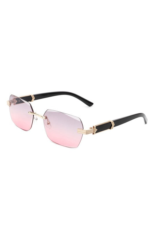 Rectangle Retro Rimless Tinted Square Sunglasses