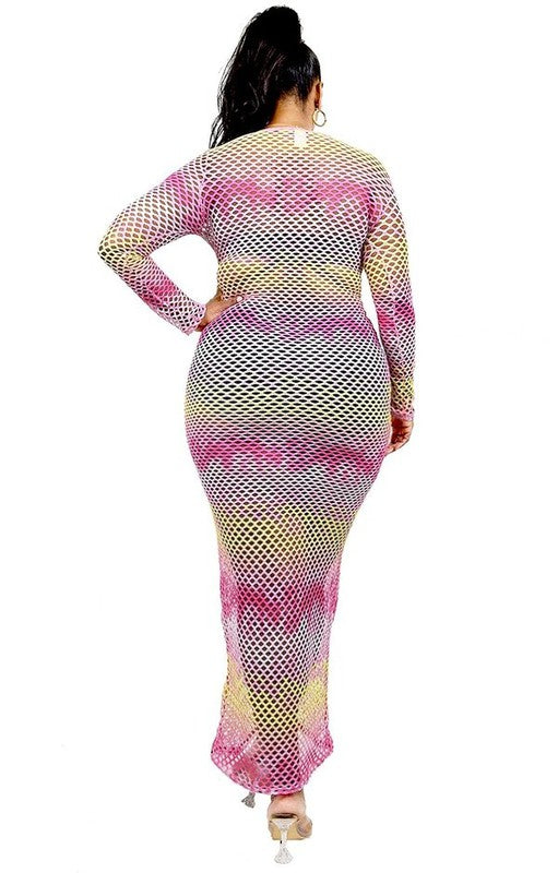 OMBRE SEE-THROUGH GRADIENT FISHNET OVERLAY DRESS-01