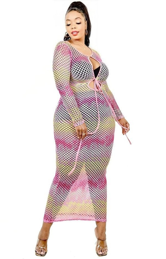 OMBRE SEE-THROUGH GRADIENT FISHNET OVERLAY DRESS-01