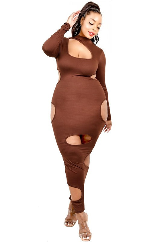 PLUS SIZE "SHE DID THAT DRESS"-Capuccino