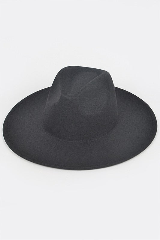 BLACK Faux Wool Fedora Hat