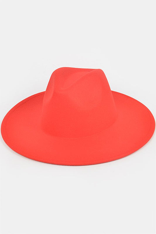 RED Faux Wool Fedora Hat