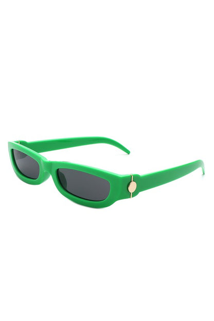 Rectangle Retro Slim Tinted Narrow Sunglasses