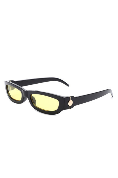 Rectangle Retro Slim Tinted Narrow Sunglasses