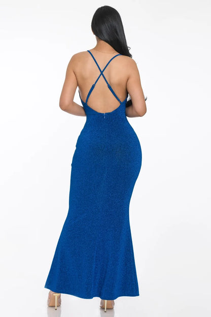 ROYAL BLUE BACKLESS MERMAID MAXI DRESS