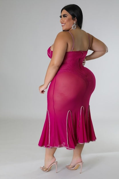 PLUS SIZE SWEETHEART DRESS-MAGENTA