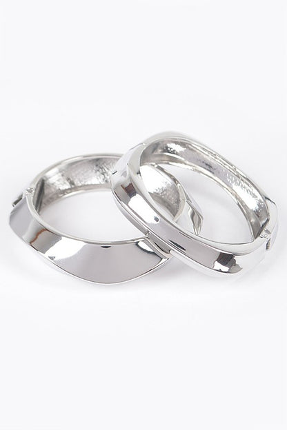 2-Piece Set Metal Bangle-SILVER