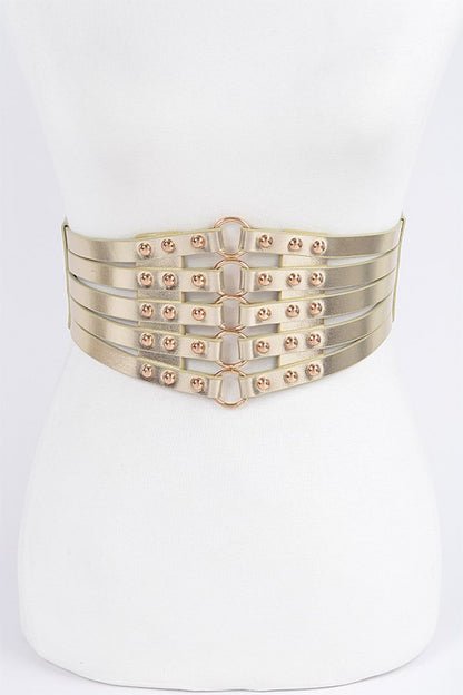 Metallic PU Metal Studded Corset Plus Size Elastic Belt