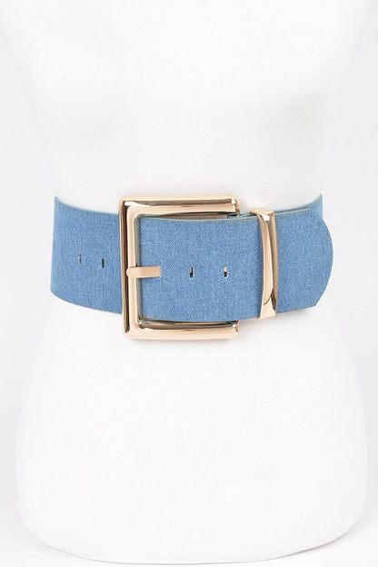 Oversized Metal Buckle Denim Plus Size Waist Belt-GOLD BUCKLE