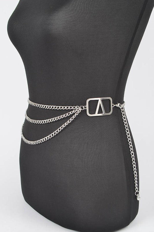 Multi Layered Metal Plus Size Chain Belt