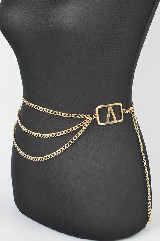 Multi Layered Metal Plus Size Chain Belt